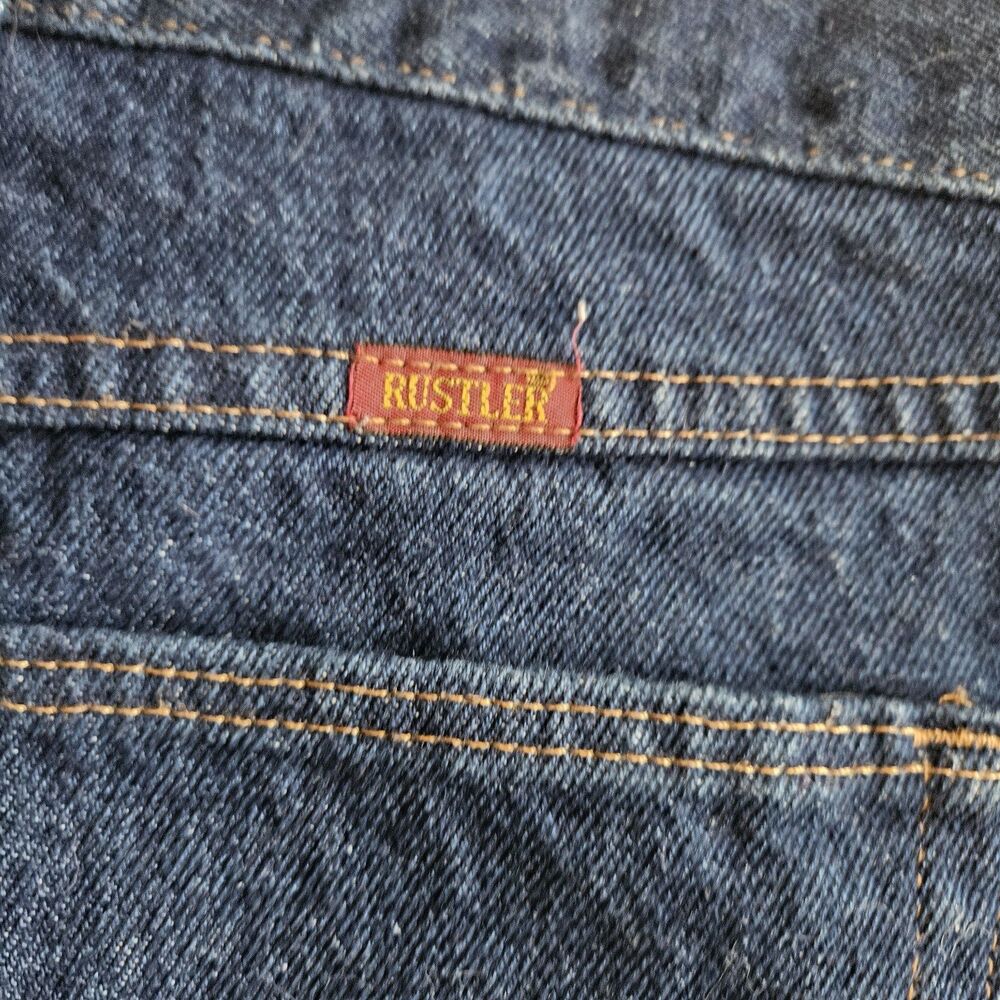 Rustler Blue Jeans Mens Size 48x30 Straight Leg Medium Wash Blue Collar Work - Picture 12 of 12
